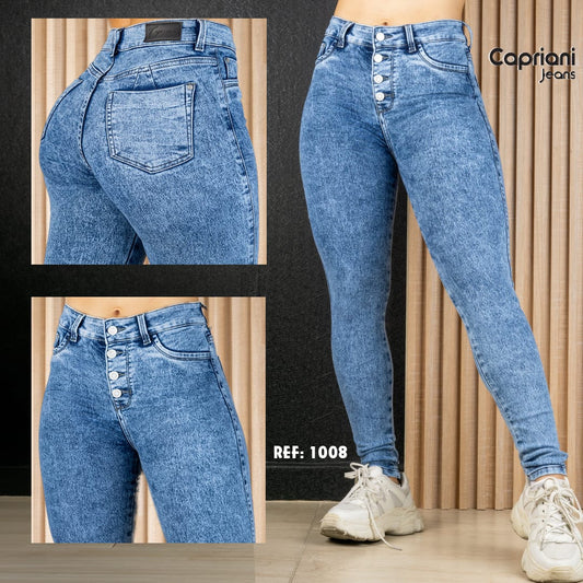 Jeans Skinny Strech Control Abdomen, Tiro Alto Ref 1008